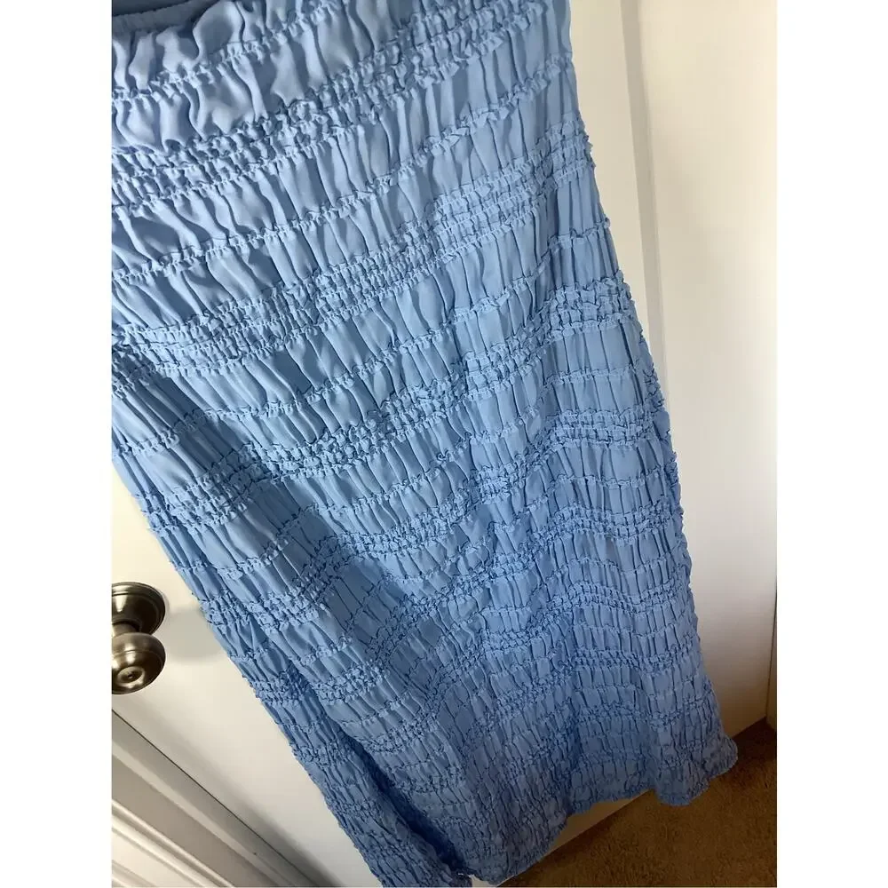 New Abercrombie & Fitch Women's Halter Ruched Maxi Dress Dress Blue Size Large